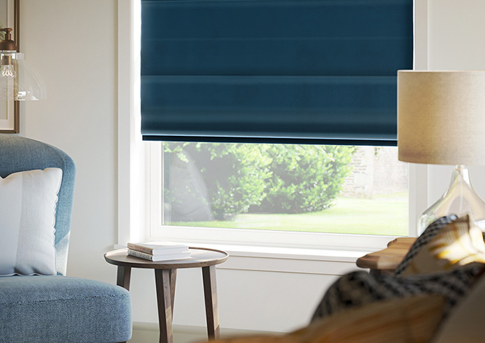 Ultra Luxe Velvet, Deep Blue - Motorised Roman Blind - Image 5